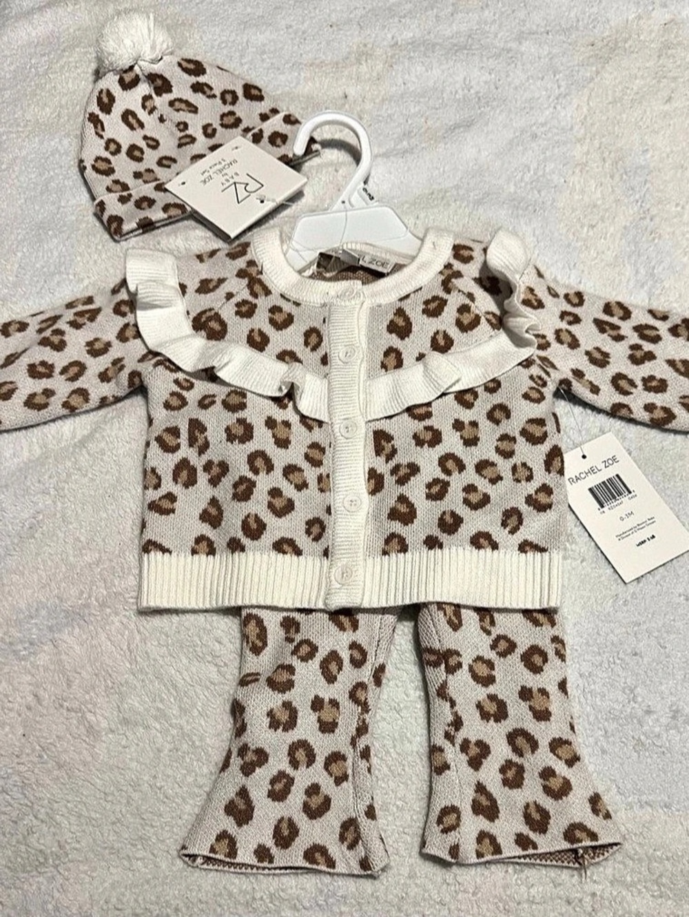 Rachel Zoe Leopard Print Matching 3 piece Set Baby 0-3M NWT